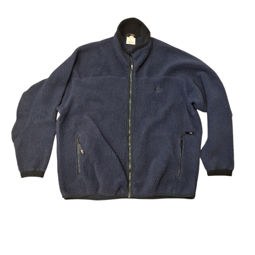 Vintage REI Navy Blue Polartec Fleece Full Zip Sweater Jacket L